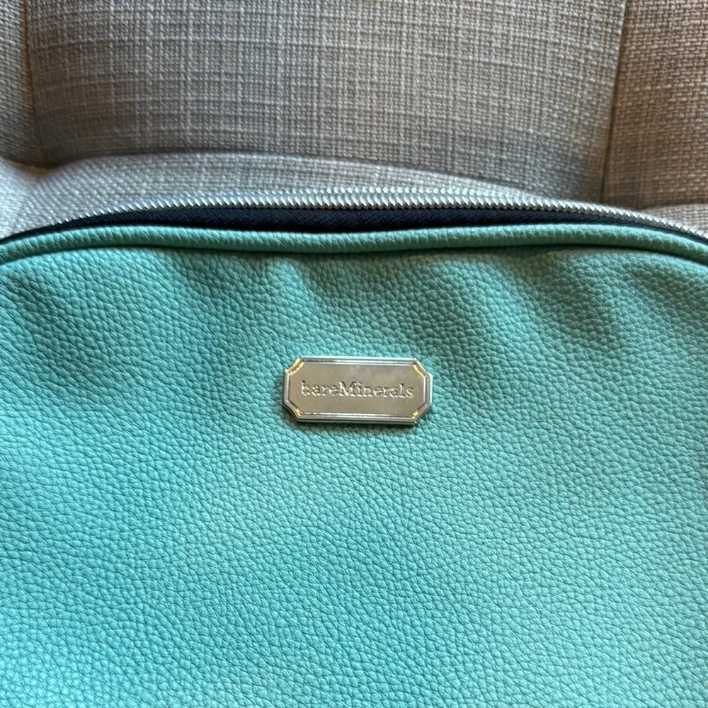 Bare Minerals Light Blue Cosmetic Bag with Top Zip Closure NWOT
